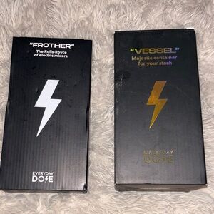 Everyday Dose Black 'FROTHER' & 'VESSEL' Packaging Set with Lightning Logo